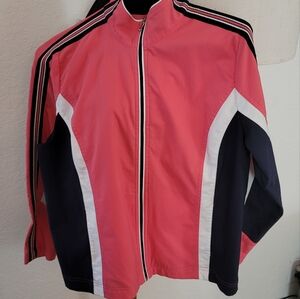 Pink, Black and White Long Sleeve Zip Up Wind BreakerJacket